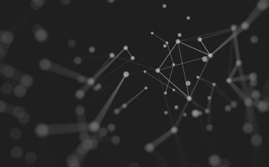 3d soyut arkaplan. Çokgen şekilli molekül teknolojisi, noktaları ve çizgileri birleştiriyor. Bağlantı yapısı. Büyük veri görselleştirmesi. 3d arkaplan. 