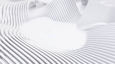 Soyut Eğri Şekiller. Beyaz Dairesel Arkaplan. Soyut arkaplan. 3d illüstrasyon