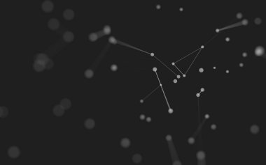 3d soyut arkaplan. Çokgen şekilli molekül teknolojisi, noktaları ve çizgileri birleştiriyor. Bağlantı yapısı. Büyük veri görselleştirmesi. 3d arkaplan. 