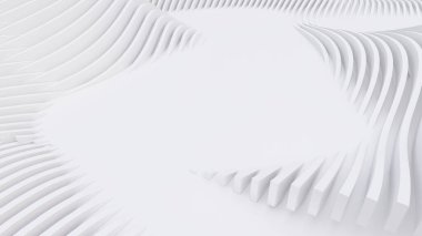 Soyut Eğri Şekiller. Beyaz Dairesel Arkaplan. Soyut arkaplan. 3d illüstrasyon