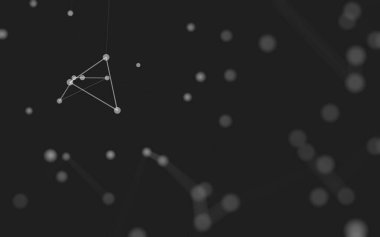 3d soyut arkaplan. Çokgen şekilli molekül teknolojisi, noktaları ve çizgileri birleştiriyor. Bağlantı yapısı. Büyük veri görselleştirmesi. 3d arkaplan. 