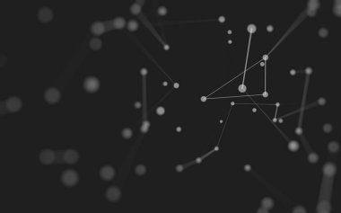 3d soyut arkaplan. Çokgen şekilli molekül teknolojisi, noktaları ve çizgileri birleştiriyor. Bağlantı yapısı. Büyük veri görselleştirmesi. 3d arkaplan. 