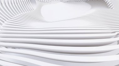 Soyut Eğri Şekiller. Beyaz Dairesel Arkaplan. Soyut arkaplan. 3d illüstrasyon