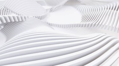 Soyut Eğri Şekiller. Beyaz Dairesel Arkaplan. Soyut arkaplan. 3d illüstrasyon