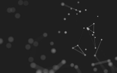 3d soyut arkaplan. Çokgen şekilli molekül teknolojisi, noktaları ve çizgileri birleştiriyor. Bağlantı yapısı. Büyük veri görselleştirmesi. 3d arkaplan. 