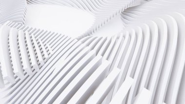 Soyut Eğri Şekiller. Beyaz Dairesel Arkaplan. Soyut arkaplan. 3d illüstrasyon