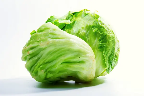 iceberg lettuce, cabbage, on a white background