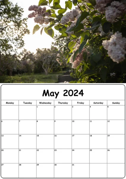 Calendrier Avec Photo Nature Pour Mai 2024 Photo De Stock