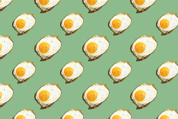 Hard Light Pattern Fried Egg Unbroken Egg Yolk Seamless Green — Stock Photo, Image