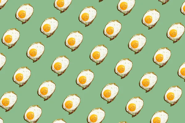 Hard Light Pattern Fried Egg Unbroken Egg Yolk Seamless Green — Stock Photo, Image
