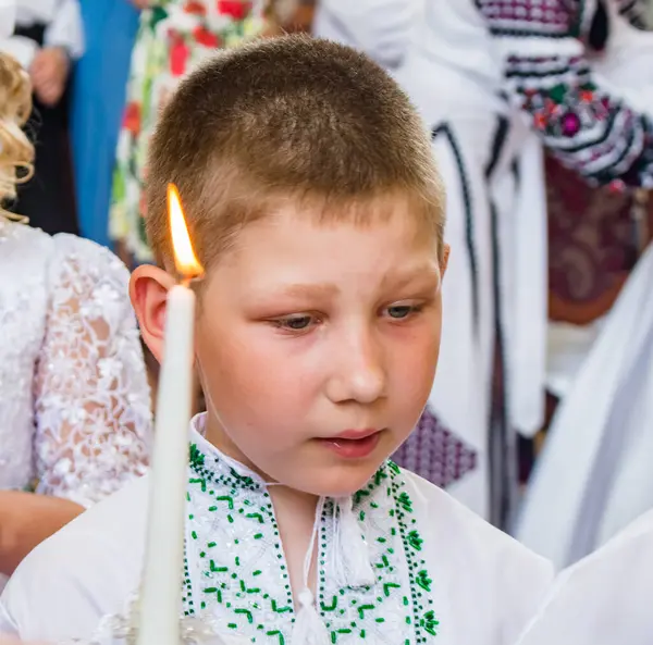 Lviv Bölgesi Ukrayna 2021 Bir Ortodoks Kilisesinde Çocuklar Için Ilk — Stok fotoğraf
