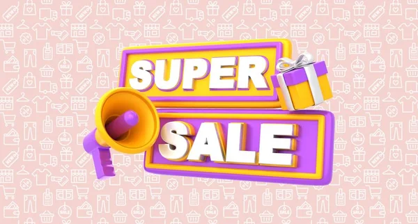 vector sale banner with super sale text. vector template. super sale sign with cartoon style