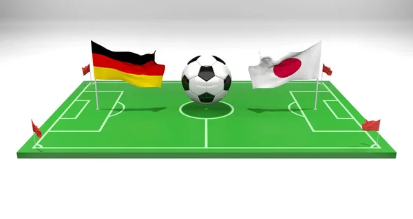Германия Япония Чемпионат Мира Футболу Катар 2022 Футбольное Поле Работа — стоковое фото