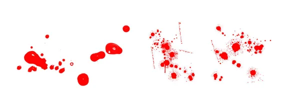 白い背景に隔離された現実的な血 4枚のコレクションの血とスプラッシュの滴 — ストック写真