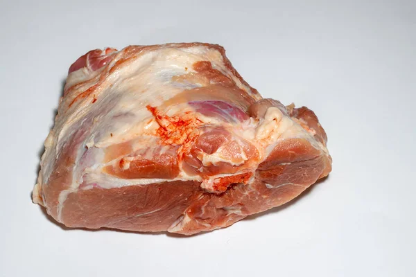Porco Cru Fresco Fundo Branco Grande Pedaço Filé Carne Búfalo — Fotografia de Stock