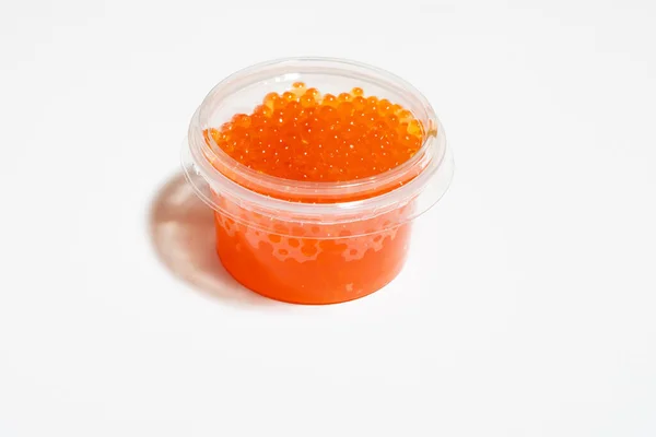 Caviar Amarillo Frasco Sobre Fondo Blanco Cerca —  Fotos de Stock