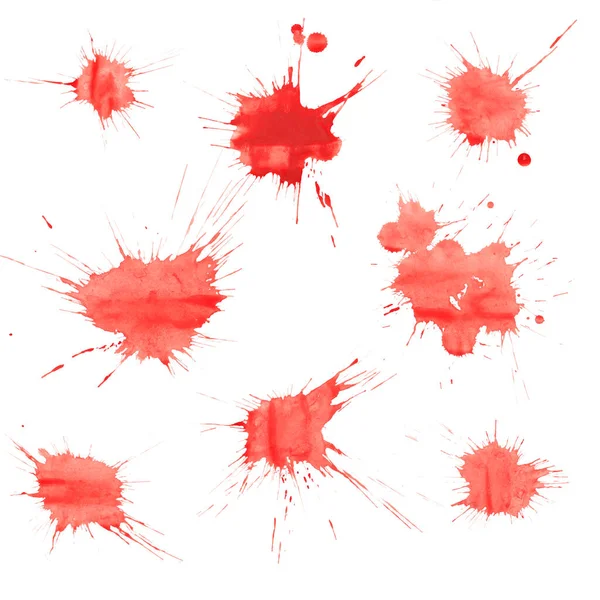 Realistic Blood Isolated White Background Drops Blood Splashes Collection Pieces — Photo
