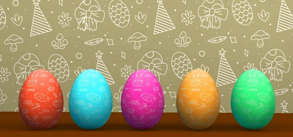 Happy Easter Banner Easter Eggs Colorful Eggs Copy Place Text — Stock Photo, Image