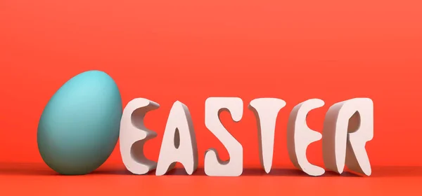 Easter poster and banner, Happy Easter background with a eggs and text Easter. 3D work and 3D image. copy space