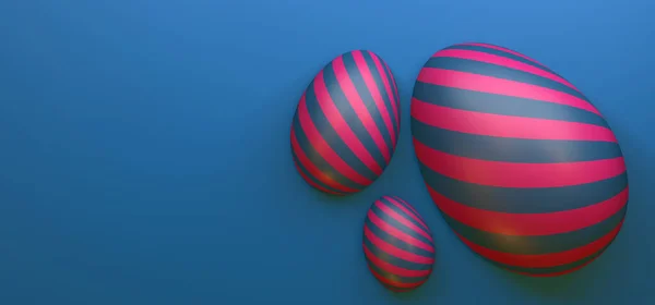 Easter poster and banner, Happy Easter background with eggs. 3D work and 3D image. copy space