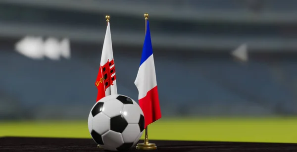 Uefa Euro 2024足球直布罗陀对法国欧洲杯资格赛直布罗陀和法国足球球 3D工作 — 图库照片
