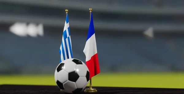Uefa Euro 2024足球希腊对法国欧洲杯资格赛希腊和法国足球球 3D工作 — 图库照片