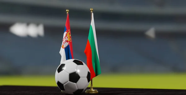 Uefa Euro 2024サッカーセルビア対ブルガリア欧州選手権予選 セルビア ブルガリアサッカーボールで 立体作品 — ストック写真