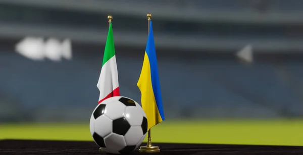 Uefa Euro 2024意大利足球对乌克兰欧洲杯资格赛 意大利对乌克兰足球对乌克兰 3D工作 亚美尼亚埃里温 2023年3月30日 — 图库照片