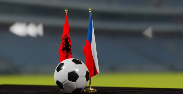 Uefa Euro 2024サッカーアルバニア対チェコヨーロッパ選手権予選 アルバニア対チェコサッカーボール 3次元作業だ アルメニアエレバン 2023年3月29日 — ストック写真
