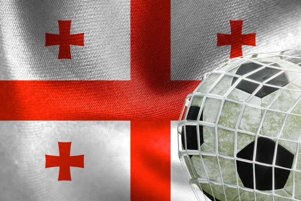 Uefa Euro 2024 Futebol Geórgia Bandeira Nacional Com Uma Bola — Fotografia de Stock