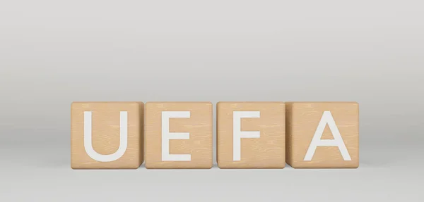 Holzwürfel Uefa Würfel Mit Text Uefa Arbeit Und Bild Jerewan — Stockfoto