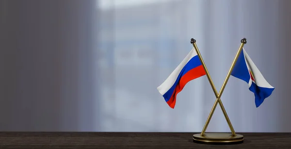 Росія Прапор Сен Мартен Столі Переговори Між Сен Мартіном Росією — стокове фото