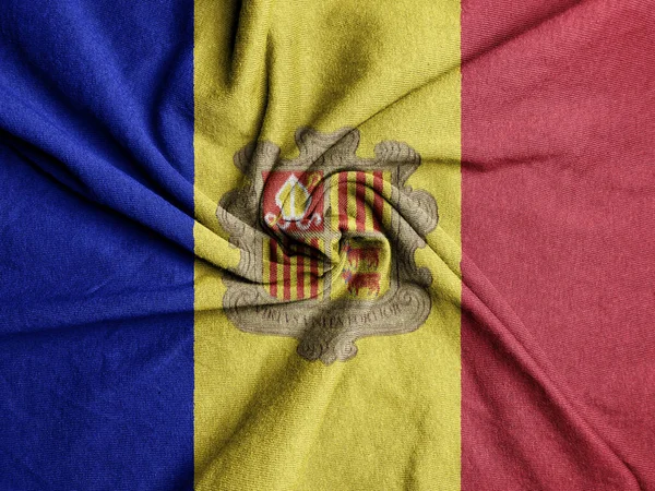 Stofvlag Van Andorra Nationale Vlag Van Andorra — Stockfoto