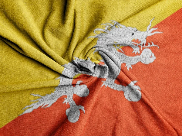 Bandeira Tecido Butão Bandeira Nacional Butão — Fotografia de Stock