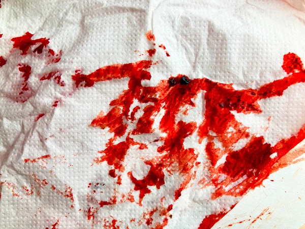 現実的な血の痕跡を持つ血の紙 血のスプラッタと古い紙のテクスチャを粉砕 — ストック写真