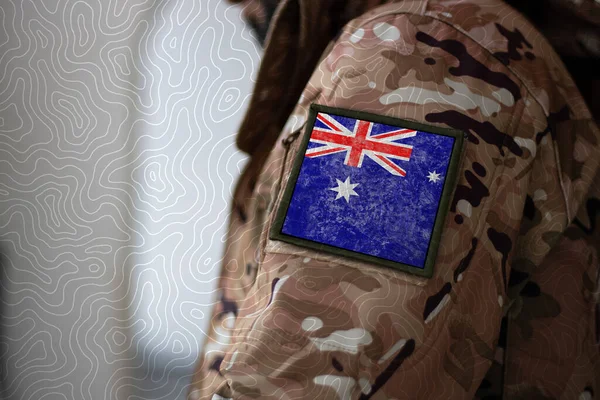 Στρατιώτης Αυστραλίας Στρατιώτης Σημαία Αυστραλίας Σημαία Αυστραλίας Στρατιωτική Στολή Ενδύματα — Φωτογραφία Αρχείου