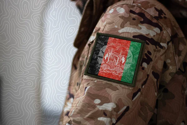 Στρατιώτης Αφγανιστάν Στρατιώτης Σημαία Αφγανιστάν Σημαία Αφγανιστάν Στρατιωτική Στολή Ενδύματα — Φωτογραφία Αρχείου