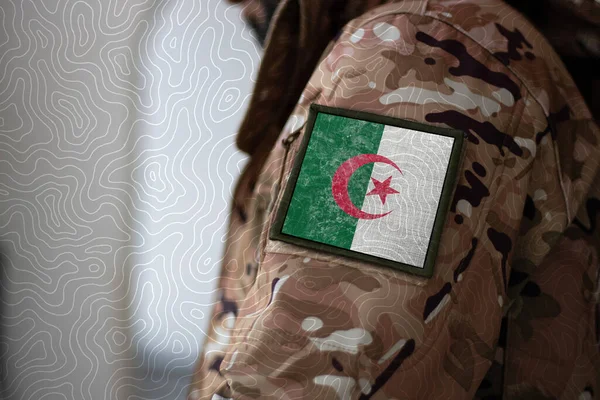 Soldat Algérie Soldat Avec Drapeau Algérie Drapeau Algérien Sur Uniforme — Photo
