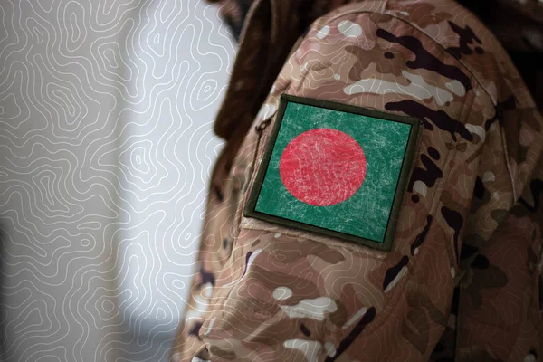 Στρατιώτης Μπανγκλαντές Στρατιώτης Σημαία Μπαγκλαντές Σημαία Μπαγκλαντές Στρατιωτική Στολή Ενδύματα — Φωτογραφία Αρχείου