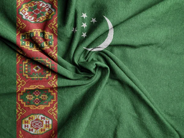 Υφασμάτινη Σημαία Τουρκμενιστάν Εθνική Σημαία Τουρκμενιστάν — Φωτογραφία Αρχείου