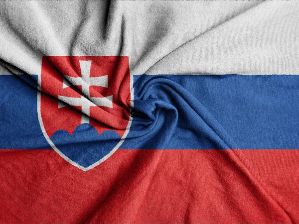Flaga Tkaniny Słowacji Flaga Narodowa Słowacji — Zdjęcie stockowe