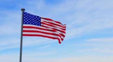Amerikan bayrağı. Amerikan ulusal bayramı 4 Temmuz. Bağımsızlık Günü Amerikan bayrağı. 3D çalışma