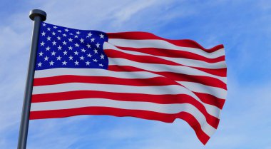 Amerikan bayrağı. Amerikan ulusal bayramı 4 Temmuz. Bağımsızlık Günü Amerikan bayrağı. 3D çalışma