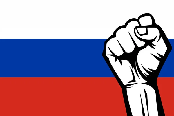 Protest Rusland Rally Rusland Russische Vlag Concept Protestspandoek — Stockfoto