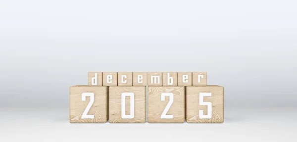 Cuburi Lemn 2025 Cuburi Text Decembrie 2025 Munca Imaginea — Fotografie, imagine de stoc