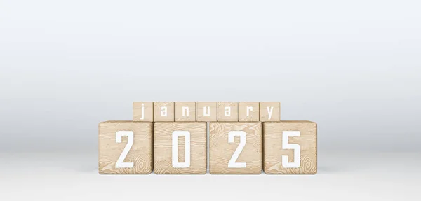 Wooden Cubes 2025 Cubes Text January 2025 이미지 — 스톡 사진