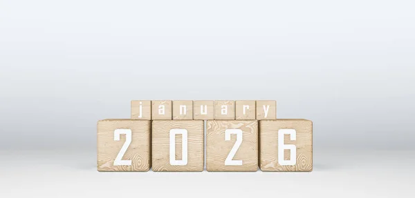 Wooden Cubes 2026 Cubes Text January 2026 이미지 — 스톡 사진