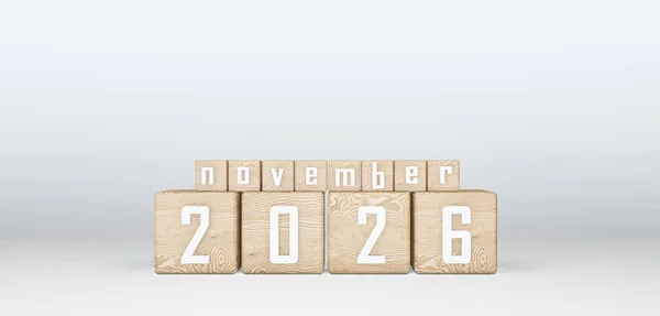 Wooden Cubes 2026 Cubes Text November 2026 이미지 — 스톡 사진