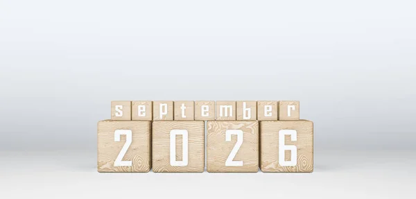Wooden Cubes 2026 Cubes Text September 2026 이미지 — 스톡 사진