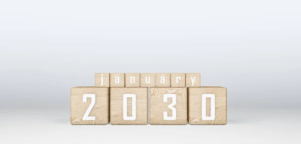 Wooden Cubes 2030 Cubes Text January 2030 이미지 — 스톡 사진